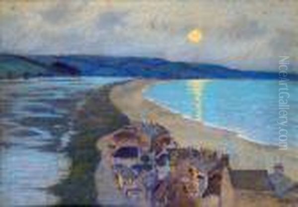 Moonrise, Slapton Ley - view 1