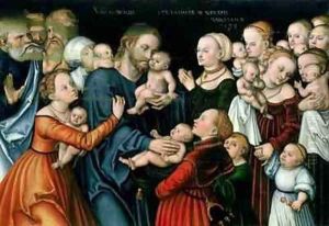 Suffer the Little Children to Come Unto Me by Lucas The Elder Cranach