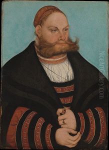 Portrait of a Man with a Gold Embroidered Cap 1532 by Lucas The Elder Cranach
