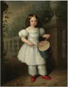 Nina Tocando El Tambor (girl Playing A Drum) by Antonio Maria Esquivel Suarez de Urbina