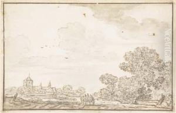 A Landscape With A Village Seen Beyond - view 1