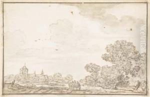 A Landscape With A Village Seen Beyond A Landscape With A Village Seen Beyond