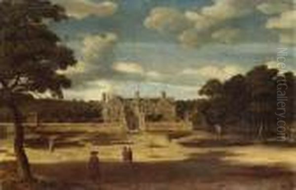 View Of A Manor House, With Figures In The Foreground - view 1