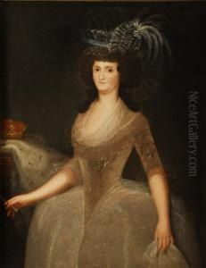 Retrato De La Reina Maria Luisa De Parma, De Tres Cuartos, Contocado De Plumas, H. 1790 by Augustin Esteve