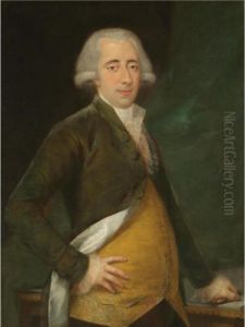 Portrait Of A Gentleman, Three Quarter Length, Wearing A Yellow Waistcoat And Green Coat