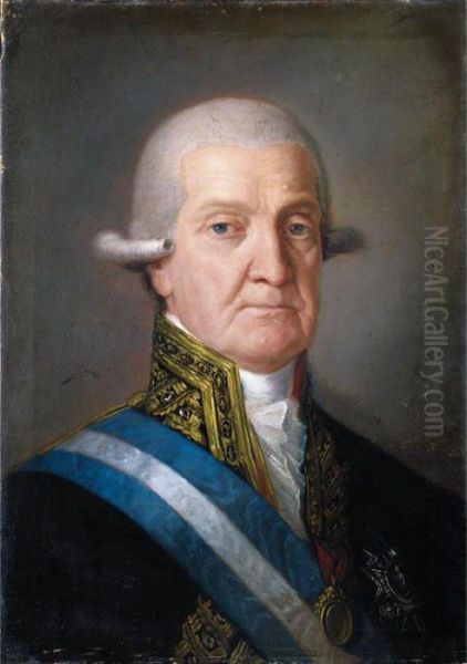 Portrait Of A Gentleman, Half
Length, Wearing The Sash And The Star Of The Order Of Charles Iii And
The Badge Of The Order Of Santiago - view 1