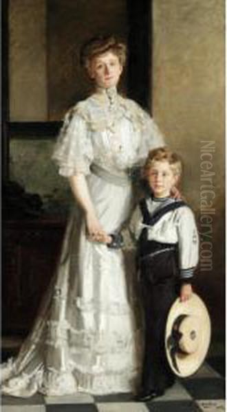 Portrait Of A Woman And Her Son In A Sailor Suit - view 1