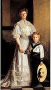 < Elegante Et Son Enfant En Habit De Marin >. < Elegante Et Son Enfant En Habit De Marin >.