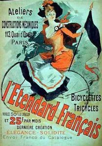 'The French Standard', poster advertising the 'Atelier de Constructions Mecaniques, Bicycles and Tricycles, Paris, 1891 by Jules Cheret