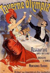 Reproduction of a poster advertising the 'Taverne Olympia', Paris, 1899 by Jules Cheret