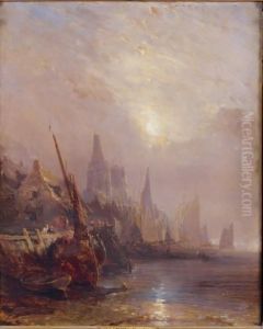 Port De Peche Soleil Brumeux by Eugene Isabey