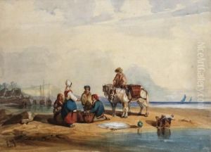 Pecheurs Sur La Greve by Eugene Isabey