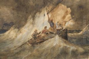 Barque Dans La Tempete by Eugene Isabey