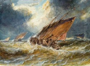 Segelboote In Sturmischer See by Eugene Isabey