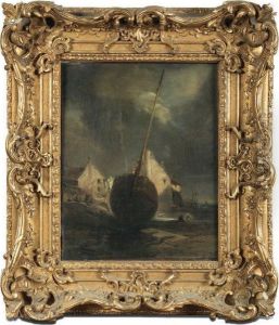 Barque A Maree Basse by Eugene Isabey