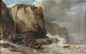 Pecheurs Sur Le Rivage by Eugene Isabey