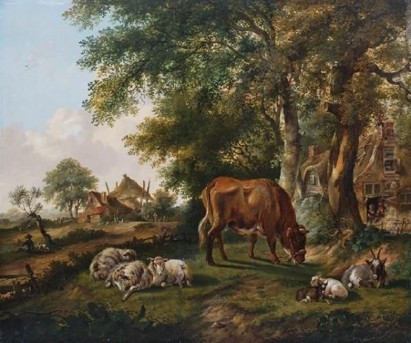Rural Scene With Figures And Farm
Animals - view 1