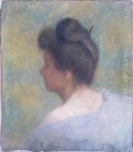 Head Of A Lady. by Eugene Verboeckhoven