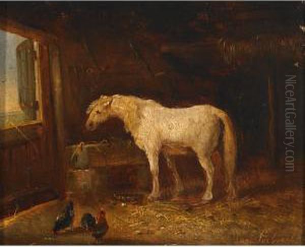 Horse And Poultry In A Stable - view 1