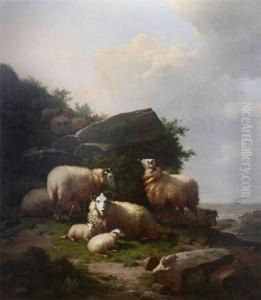 Landscape With Scottish Sheep Near The Coast by Eugene Verboeckhoven