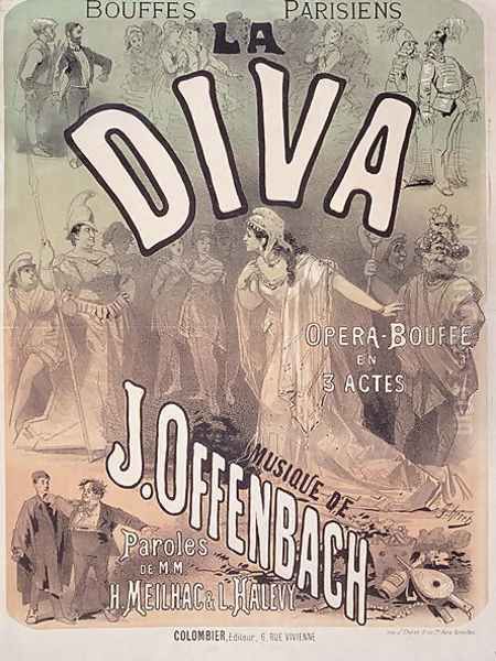 Poster advertising 'La Diva', opera bouffe with music - view 1