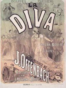 Poster advertising 'La Diva', opera bouffe with music