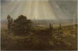 View Of London From Highgate Cemetery With St.paul's Beyond by Bernard Walter Evans