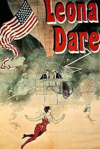 Ballooning: `Leona Dare' poster, 1890 by Jules Cheret