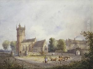 Church And Mansion House With Cattle And, Milkmaid
