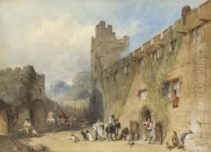 A Shooting Party Outside Haddon Hall, Derbyshire