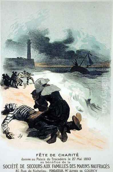 Reproduction of a poster advertising the 'Charity Fete', in aid of The Society for the Safety of Families of Shipwrecked Marines, at the Trocadero Palace, 1893 - view 1