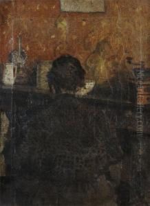 Woman Near The Fireplace, Seen From The Back by Henri-Jacques Evenepoel