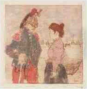 (lancier Et Servante;
L'absinthe; Couple Dans La Campagne; Le Vagabond; Portrait De L'artiste;
La Rue; Aux Ambassadeurs; Le Vieux Homme; And Le Labourer) by Henri-Jacques Evenepoel