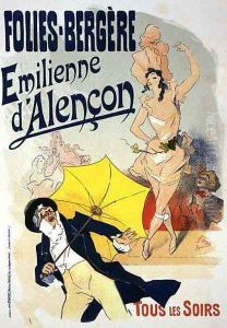 Reproduction of a poster advertising 'Emile d'Alencon', every evening at the Folies-Bergeres, 1893 ( by Jules Cheret