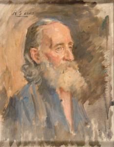 A Portrait Of A Bearded Old Man With White Shirt by Reginald Grenville Eves