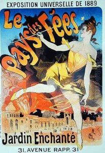 Reproduction of a poster advertising 'Fairyland, The Enchanted Garden', 1889 Universal Exposition, Avenue Rapp, 1889 by Jules Cheret