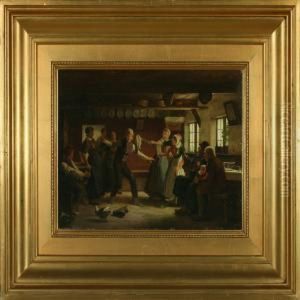 Interior With Young People Having Fun by Julius Exner