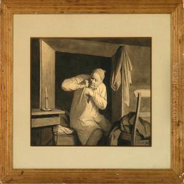 Interior From Fano Island With An Old Man In A Bed - view 1