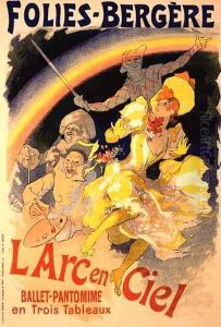 Reproduction of a poster advertising 'The Rainbow', a ballet-pantomime presented by the Folies-Bergere, 1893 by Jules Cheret