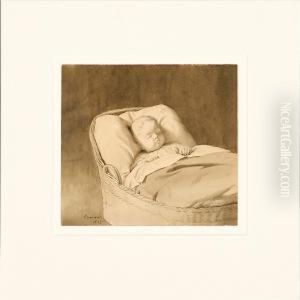 A Sleeping Baby by Julius Exner