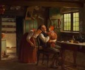 A Happy Family. "foraeldreglaede" by Julius Exner