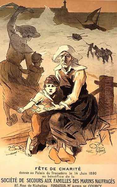 Reproduction of a poster advertising a 'Charity Party in aid of the Society for the Relief of Families of Shipwrecked Sailors', Palais du Trocadero, Paris, 1890 - view 1