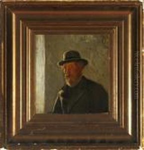 An Elderly Gentleman With A Hat And A Full Beard by Julius Exner