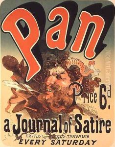 Reproduction of a poster advertising 'Pan', a journal of satire