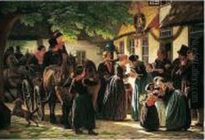 Et Brudepars Hjemkomst Fra Kirken, Amager (the Newly-weds' Return) by Julius Exner