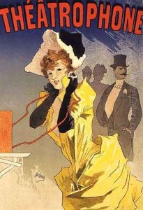 Reproduction of a poster advertising 'Theatrophone', 1890 by Jules Cheret