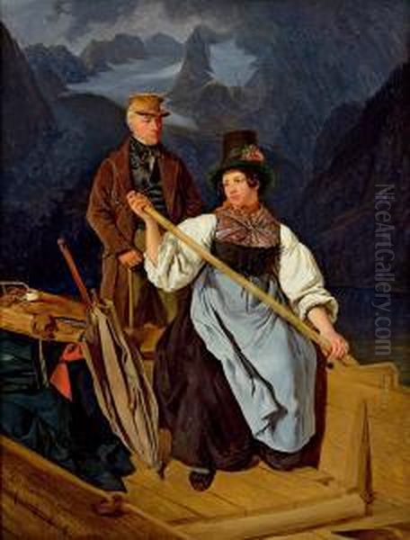 Kahnfahrt Des Malers Franz Steinfeld Uber Den Gosausee - view 1