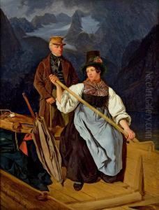 Kahnfahrt Des Malers Franz Steinfeld Uber Den Gosausee by Franz Eybl