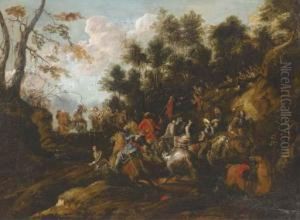 A Military Skirmish In A Wooded Pass A Military Skirmish In A Wooded Pass