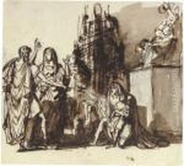 Figures Before Classical Altar - view 1